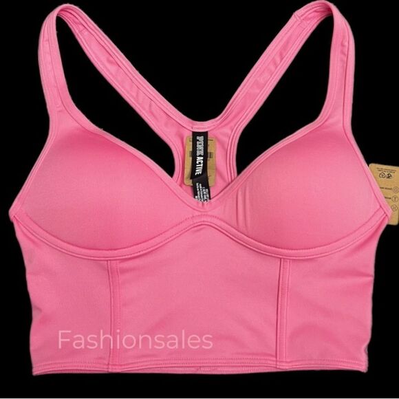 Victorias Secret Pink Active Ultímate Push up Padded Corset Sports Bra Pink - Picture 1 of 4